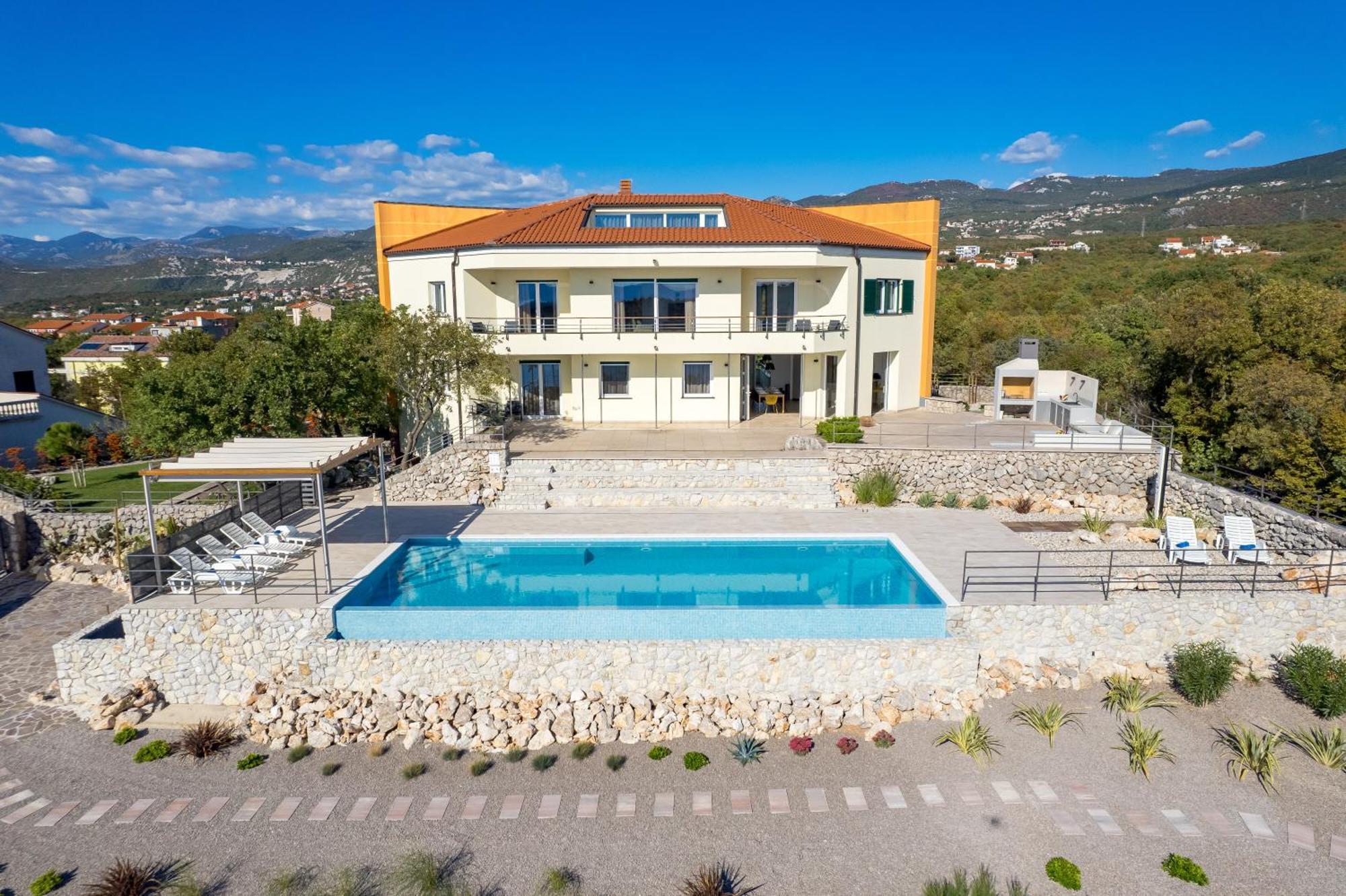 Luxury Villa Ostro With Pool & Krk Bridge View 克拉列维察 外观 照片